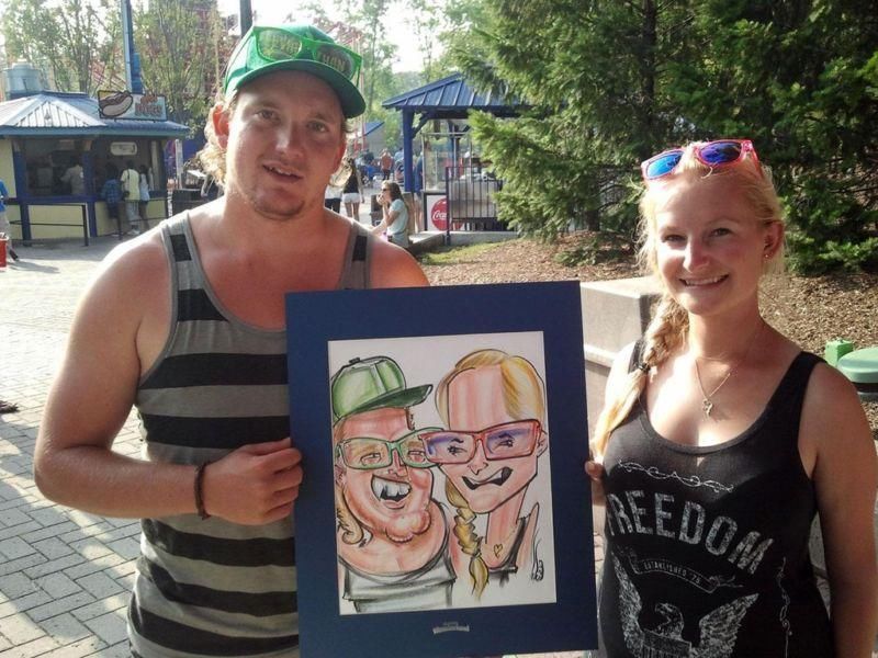 Caricature drawn live at a theme park